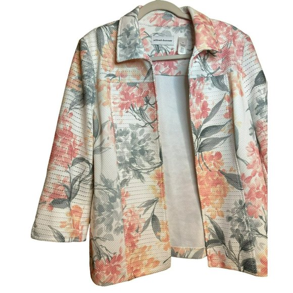 Alfred Dunner Pastel Floral 3/4 Sleeve All Season Business Open Jacket Size 12 - Picture 3 of 6